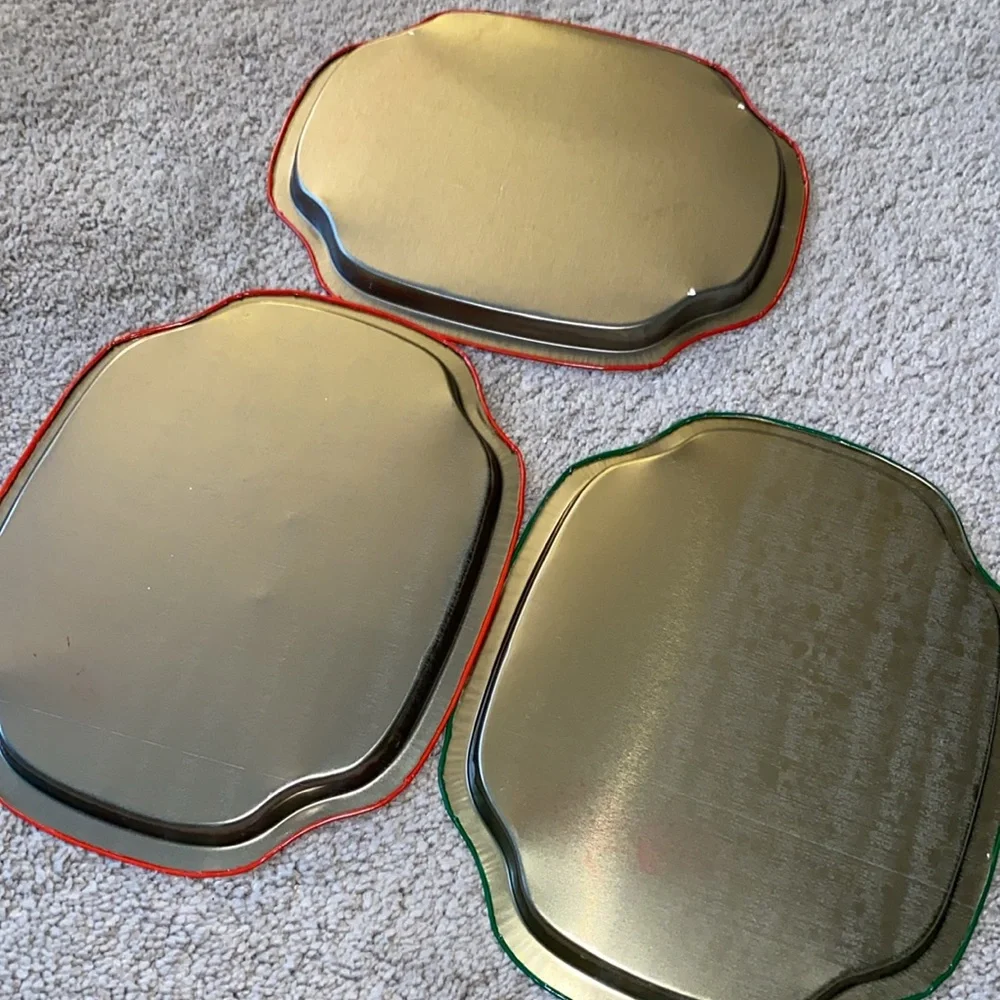Vintage JSNY Christmas Metal Cookie Snack Tray Set ‎ Hong Kong Made (3)
